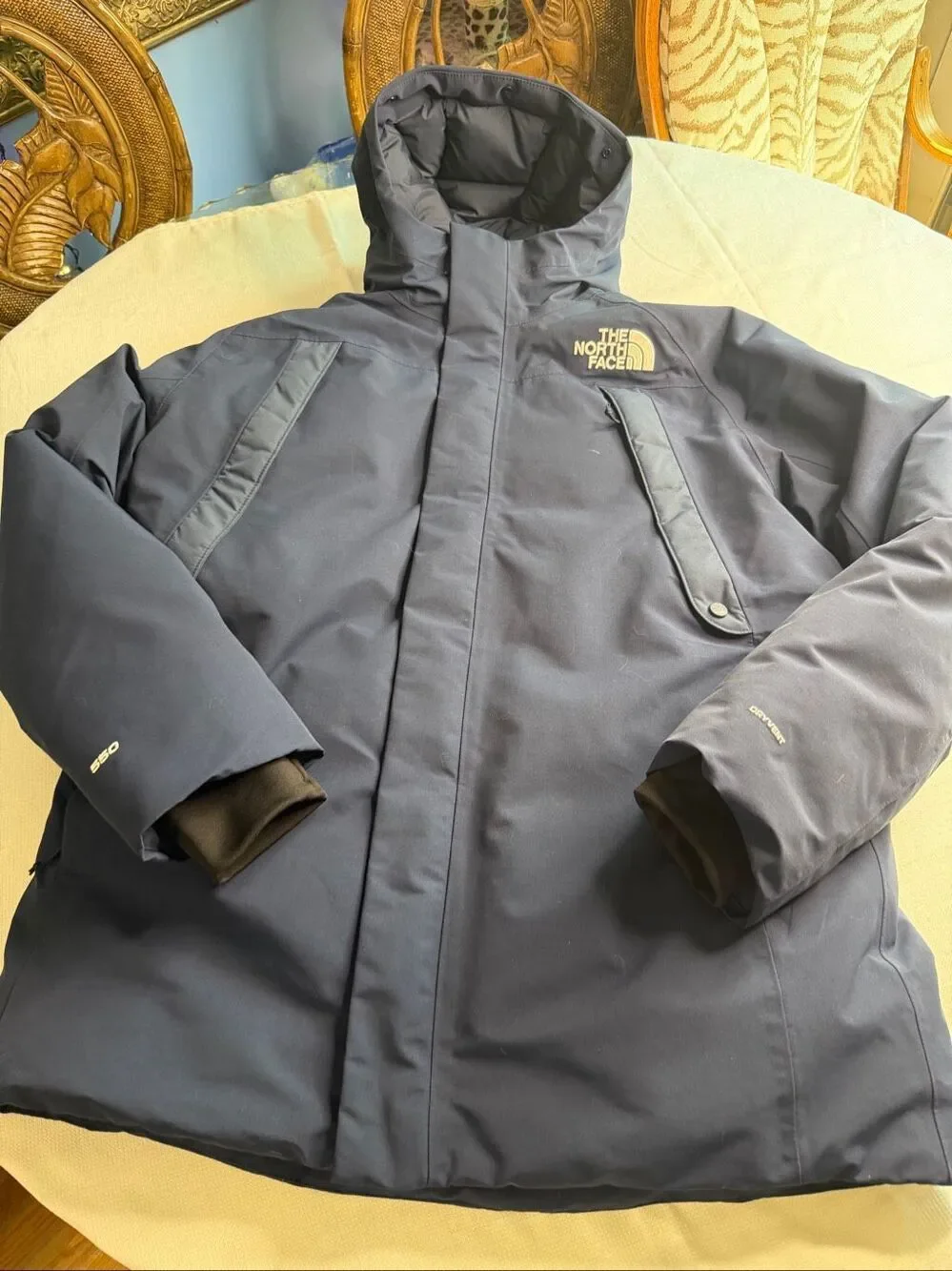 The North Face Men’s Navy Blue 550 Fill DryVent Down Hooded Parka Jacket XL